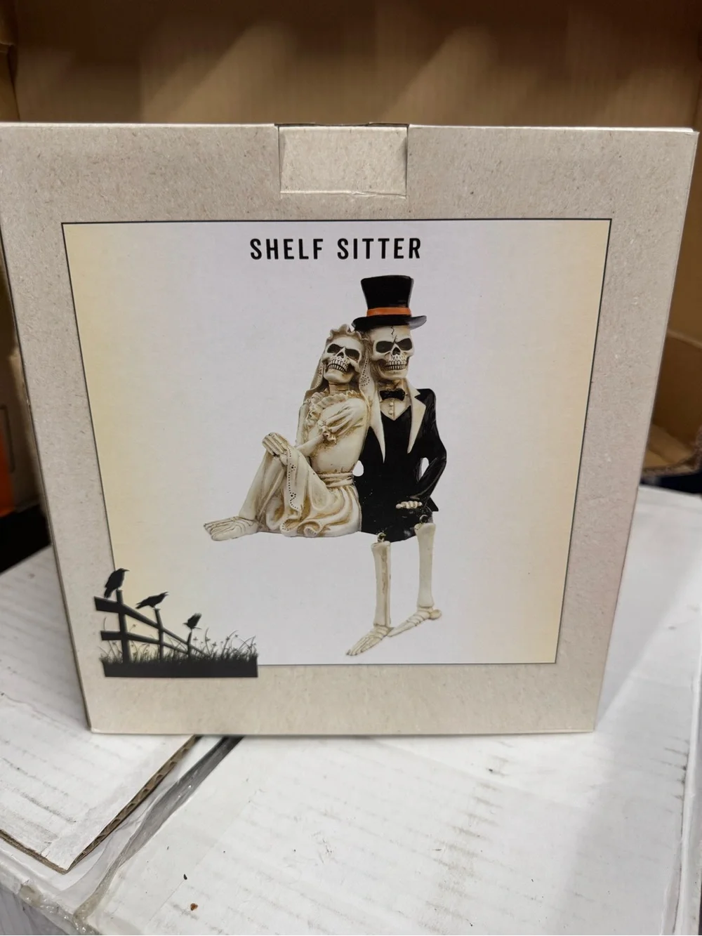 Shelf Sitter Skeleton Couple Figurine - Black & Cream Cracker Barrel